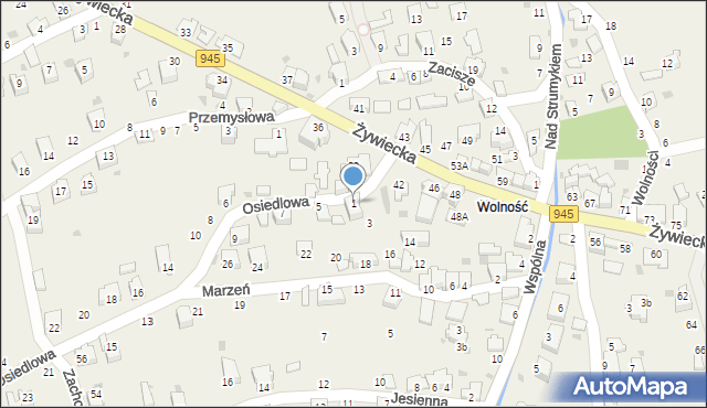 Świnna, Osiedlowa, 1, mapa Świnna