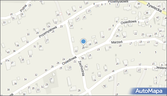 Świnna, Osiedlowa, 20, mapa Świnna