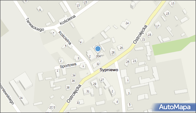 Sypniewo, Ostrołęcka, 30A, mapa Sypniewo
