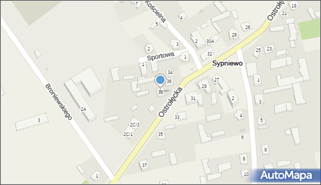Sypniewo, Ostrołęcka, 38a, mapa Sypniewo