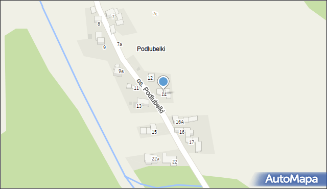 Szaflary, Osiedle Podlubelki, 14, mapa Szaflary