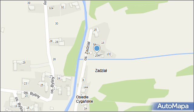 Szaflary, Osiedle Zadział, 10A, mapa Szaflary