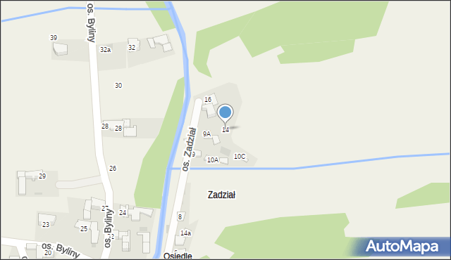 Szaflary, Osiedle Zadział, 14, mapa Szaflary