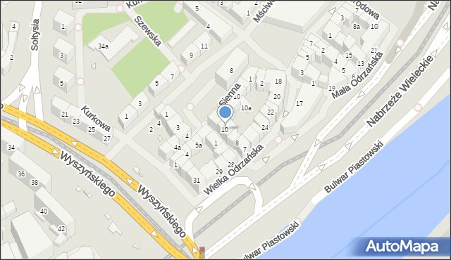 Szczecin, Osiek, 10, mapa Szczecina