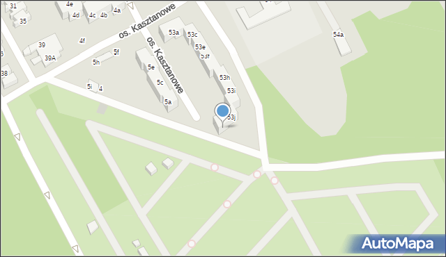 Szczecin, Osiedle Kasztanowe, 53k, mapa Szczecina
