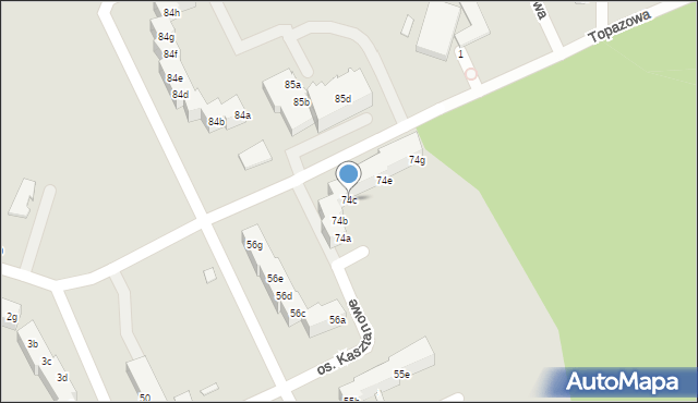 Szczecin, Osiedle Kasztanowe, 74c, mapa Szczecina