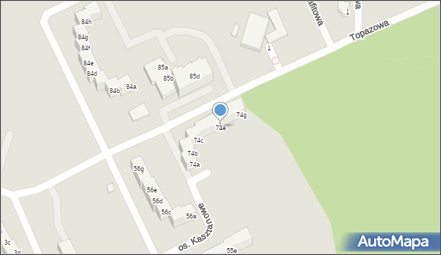 Szczecin, Osiedle Kasztanowe, 74e, mapa Szczecina