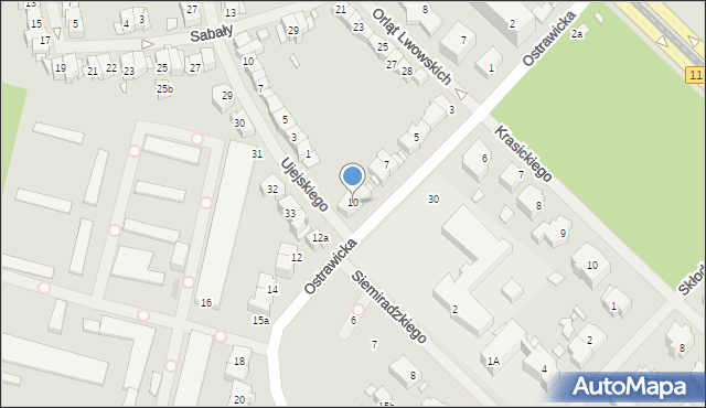 Szczecin, Ostrawicka, 10, mapa Szczecina