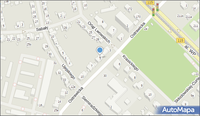 Szczecin, Ostrawicka, 5, mapa Szczecina