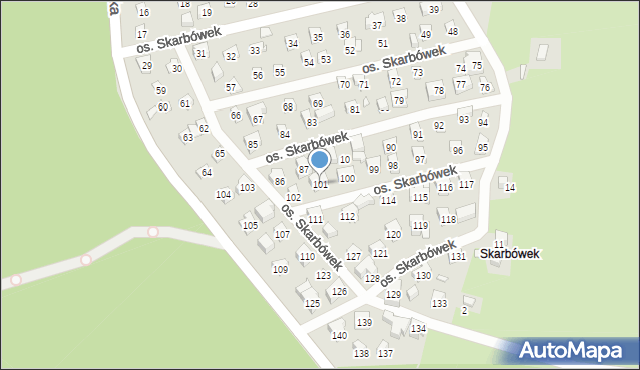 Szczecin, Osiedle Skarbówek, 101, mapa Szczecina