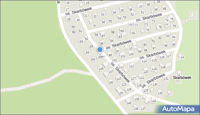 Szczecin, Osiedle Skarbówek, 103, mapa Szczecina