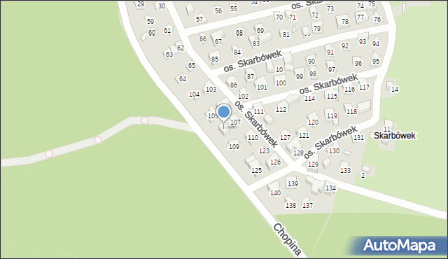 Szczecin, Osiedle Skarbówek, 108, mapa Szczecina