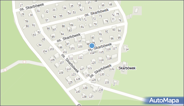 Szczecin, Osiedle Skarbówek, 114, mapa Szczecina