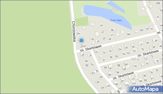 Szczecin, Osiedle Skarbówek, 17, mapa Szczecina