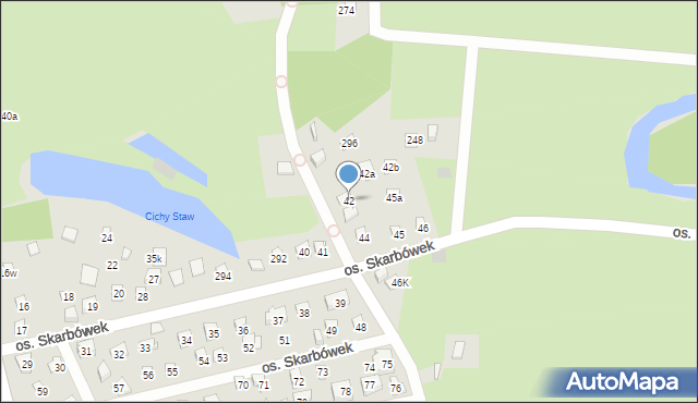 Szczecin, Osiedle Skarbówek, 42, mapa Szczecina