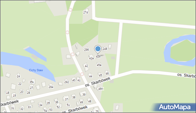 Szczecin, Osiedle Skarbówek, 42b, mapa Szczecina