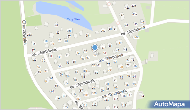 Szczecin, Osiedle Skarbówek, 52, mapa Szczecina