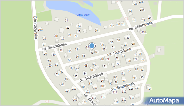 Szczecin, Osiedle Skarbówek, 54, mapa Szczecina