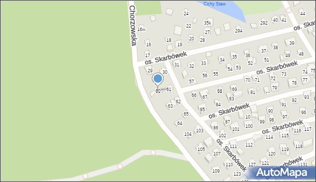 Szczecin, Osiedle Skarbówek, 60, mapa Szczecina