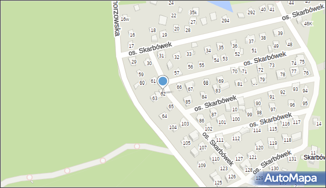 Szczecin, Osiedle Skarbówek, 62, mapa Szczecina