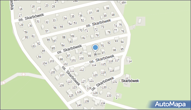 Szczecin, Osiedle Skarbówek, 98, mapa Szczecina