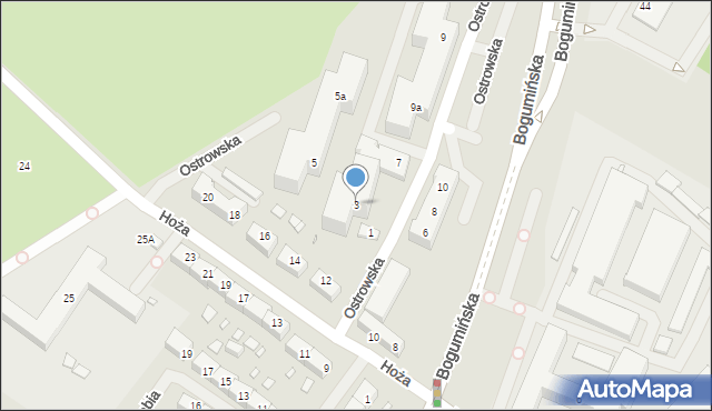Szczecin, Ostrowska, 3, mapa Szczecina