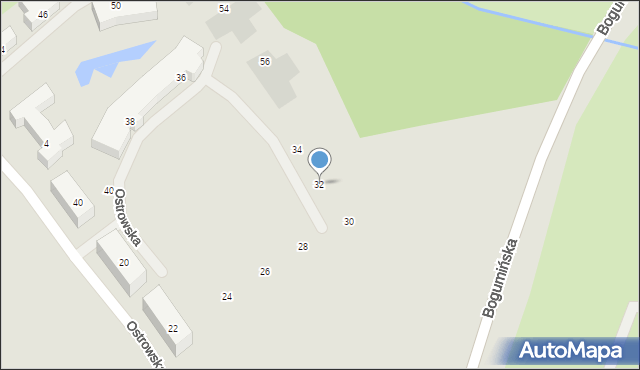 Szczecin, Ostrowska, 32, mapa Szczecina