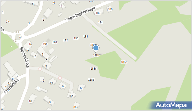 Szczecin, Ostoi-Zagórskiego Włodzimierza, 188b, mapa Szczecina