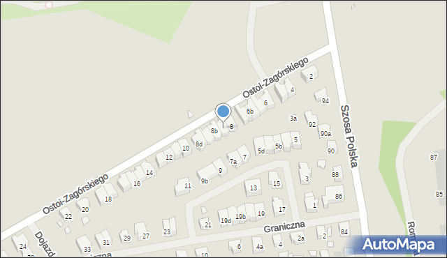 Szczecin, Ostoi-Zagórskiego Włodzimierza, 8a, mapa Szczecina