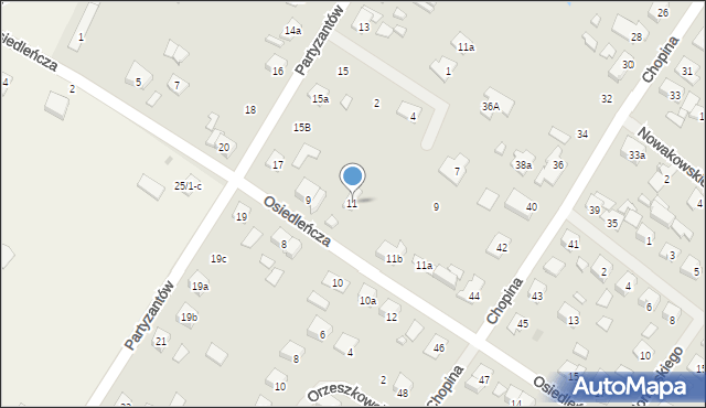 Szczytno, Osiedleńcza, 11, mapa Szczytno