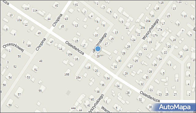 Szczytno, Osiedleńcza, 19, mapa Szczytno