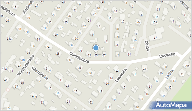 Szczytno, Osiedleńcza, 25, mapa Szczytno