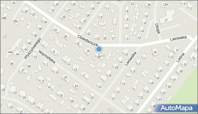 Szczytno, Osiedleńcza, 40, mapa Szczytno