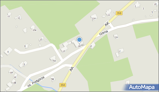 Szklarska Poręba, Osiedle Podgórze, 14, mapa Szklarska Poręba