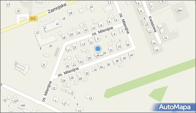 Szówsko, Osiedle Milenijne, 27, mapa Szówsko