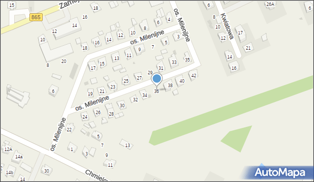 Szówsko, Osiedle Milenijne, 36, mapa Szówsko