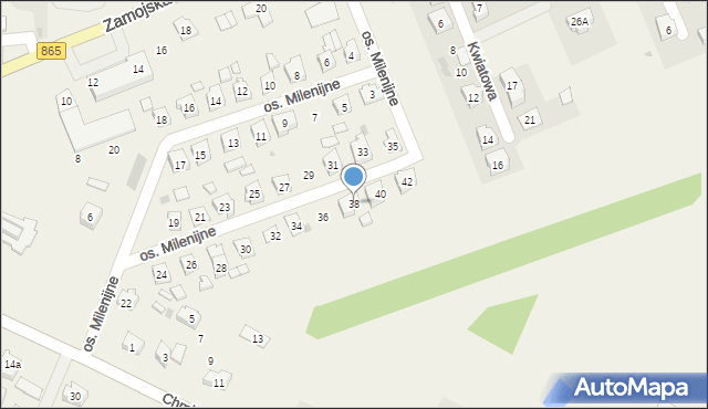 Szówsko, Osiedle Milenijne, 38, mapa Szówsko