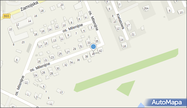 Szówsko, Osiedle Milenijne, 40, mapa Szówsko