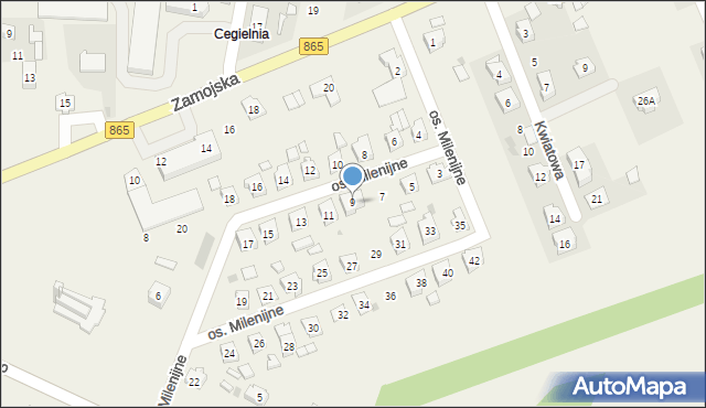 Szówsko, Osiedle Milenijne, 9, mapa Szówsko