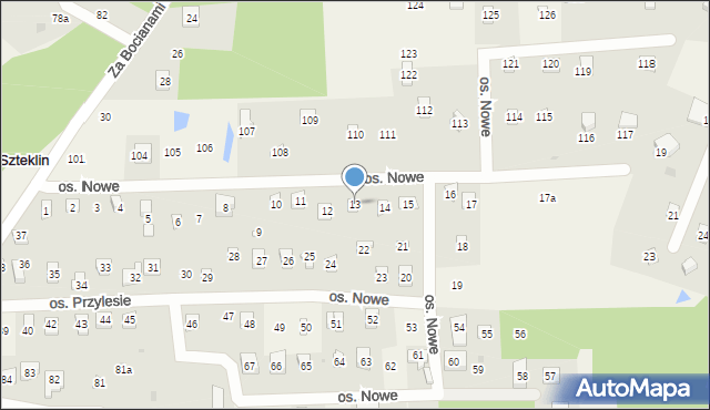 Szteklin, Osiedle Nowe, 13, mapa Szteklin