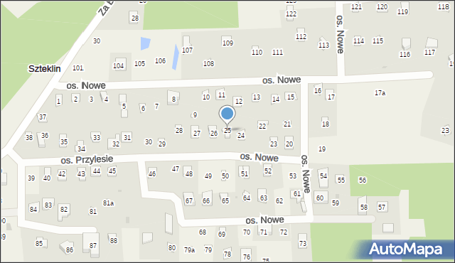 Szteklin, Osiedle Nowe, 25, mapa Szteklin