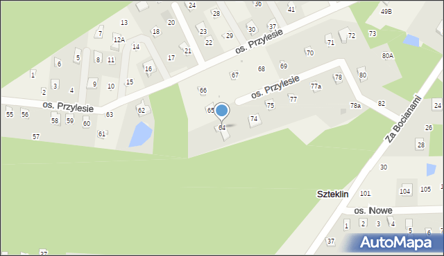 Szteklin, Osiedle Przylesie, 64, mapa Szteklin