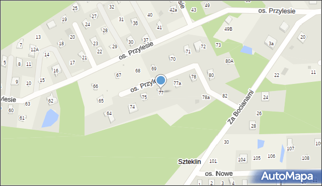 Szteklin, Osiedle Przylesie, 77, mapa Szteklin