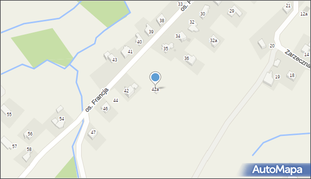 Targanice, Osiedle Francja, 42a, mapa Targanice