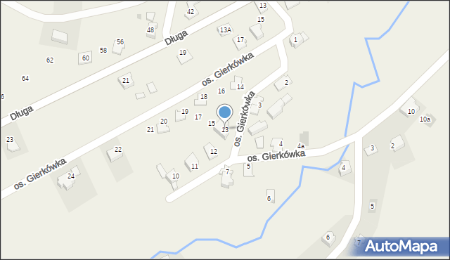 Targanice, Osiedle Gierkówka, 13, mapa Targanice