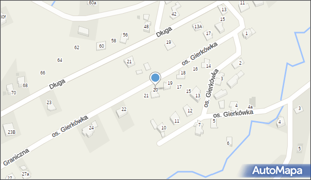 Targanice, Osiedle Gierkówka, 20, mapa Targanice