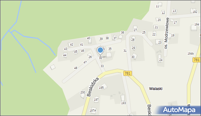 Targanice, Osiedle Modrzewiowe, 32, mapa Targanice
