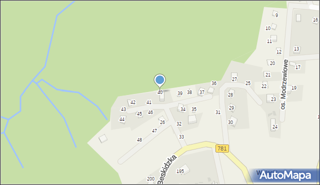 Targanice, Osiedle Modrzewiowe, 40, mapa Targanice