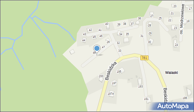 Targanice, Osiedle Modrzewiowe, 50, mapa Targanice