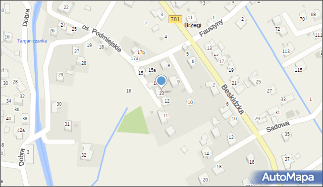 Targanice, Osiedle Podmiejskie, 13, mapa Targanice